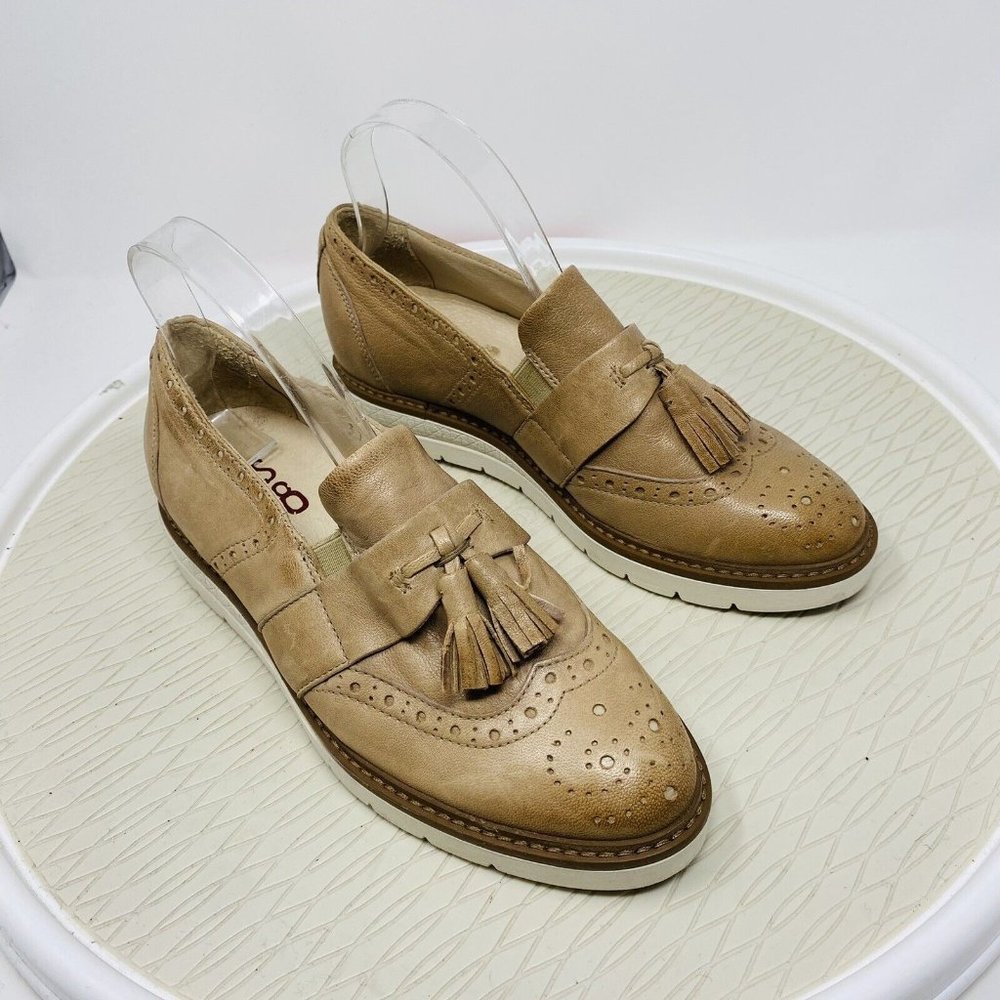 A.S. 98 Loafer Flats 37 6.5 Shoes Leather Brogue Tassel Beige Tan Nude A…